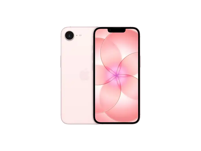 Apple iPhone 17e in Hellrosa, Rück- und Vorderseite