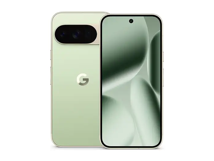 Google Pixel 10 Pro in Jade, Rückseite und Vorderseite